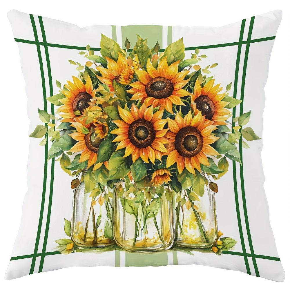 Sunflower-themed Cozy Pillow Cover: Bright Blooms and Heartfelt Home Wishes, Sofa Chair Cushion Cover, Room Decoration