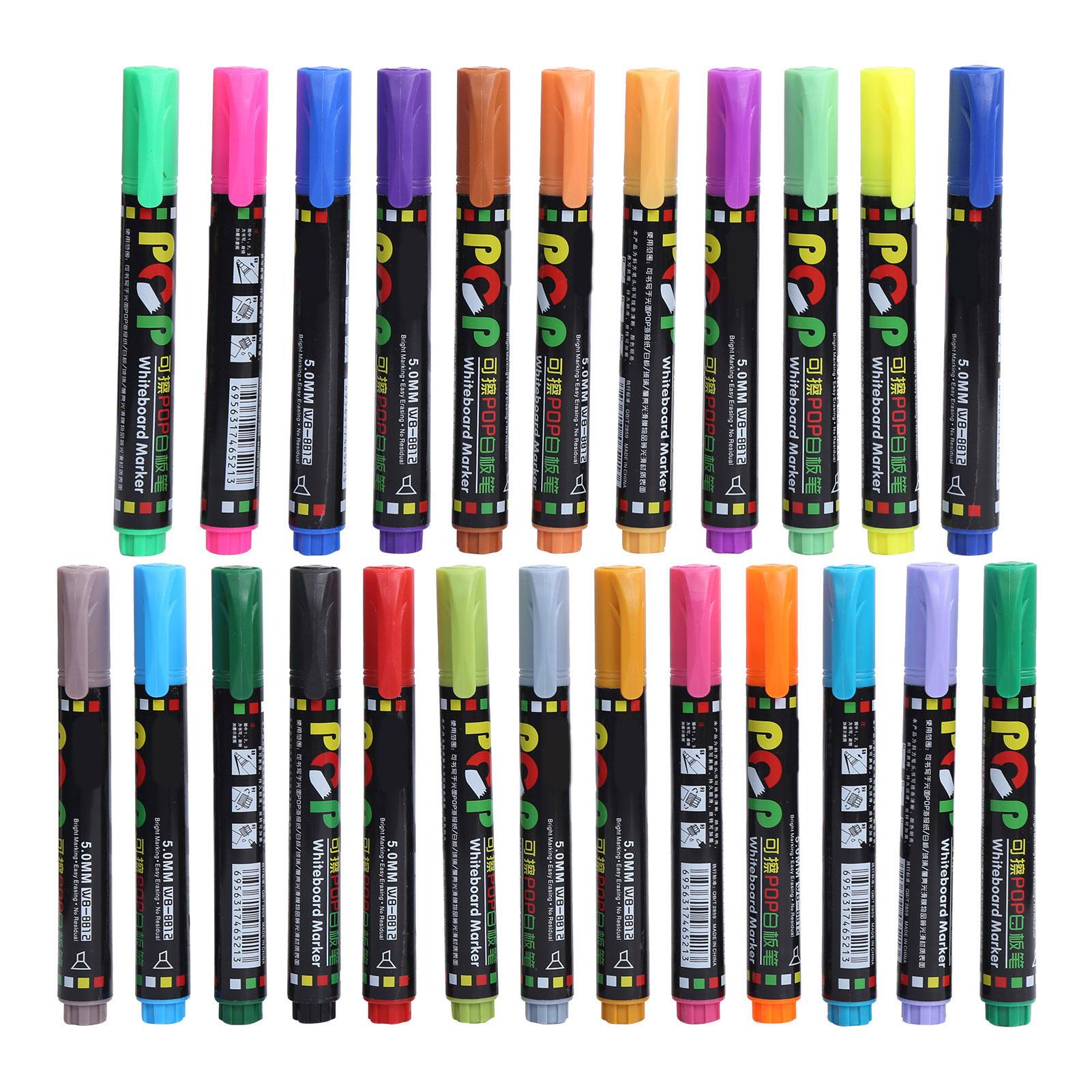 24Pcs Whiteboard Pen Multifunctional Colorful Fast Drying Painting Marker for Graffiti Writing