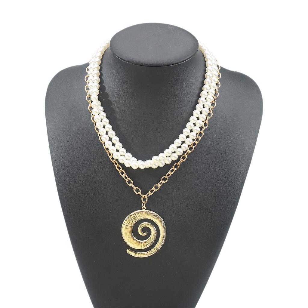 N11111 Ocean series multi-layer pearl chain stacked necklace fashion temperament alloy pendant collarbone chain