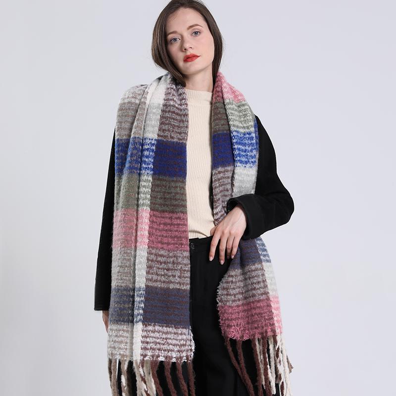 NEW Luxury Cashmere Women Plaid Scarf Winter Warm Shawl and Wrap Bandana Pashmina Long Tassel Female Foulard Thick Blanket