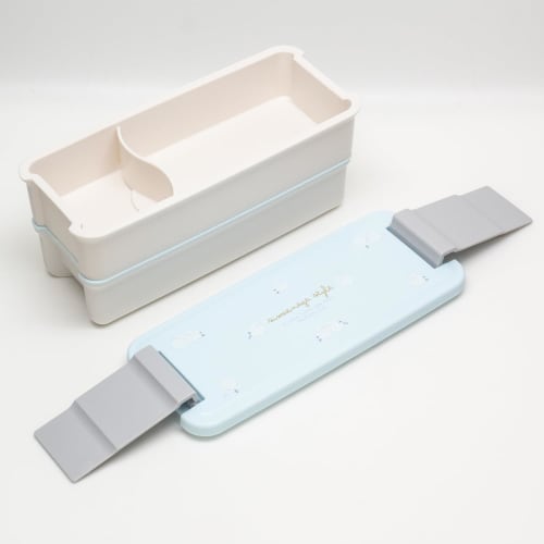 OSK PCW-650D 2-Tier Bento Box with Locking Design, Shimaenaga SEN, 340ml/310ml Capacity, with Dividers, Dishwasher and Microwave Safe, Made in Japan,