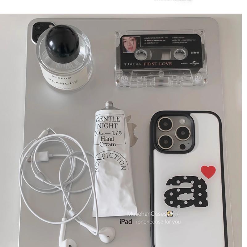 

Korean INS Fashion Minimalist Polka Dot Letter A Element Phone Case For iPhone 16Pro 15 14 13 12 11 Promax Plus Y2k Matte Cover For iPhone 11 Promax