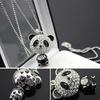 Women Fashion Lovely Rhinestone Panda Pendant Beaded Long Sweater Chain Necklace