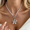 IngeSight.Z Exquisite Luxury Imitation Pearl Choker Necklace Women Trendy Gold Color Flower Tassel Necklace Aesthetics Jewelry