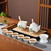 Chinese tea set, white jade tea set, Kung Fu tea set, Kung Fu tea set, 6 cups portable ceramic tea set large
