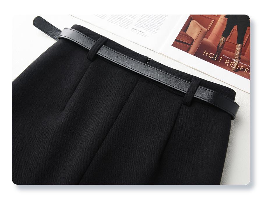 2024 Women's High Waist Angora Red Wool Midi Skirt - Autumn Winter Bodycon Style with Slit