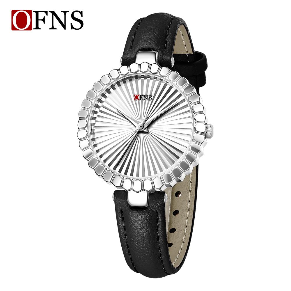 Ofns 1643 Brand Original Classic New Watches Fashion Women Quartz Movement Watch Geometric Dial Mesh Leather Belt Wristwatches