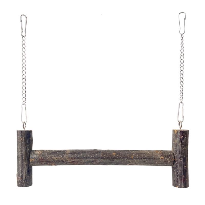 Parrots Swing Hammock Perch Metal Chain Wooden Rod Small Bird Toy For Cages Outdoor Use