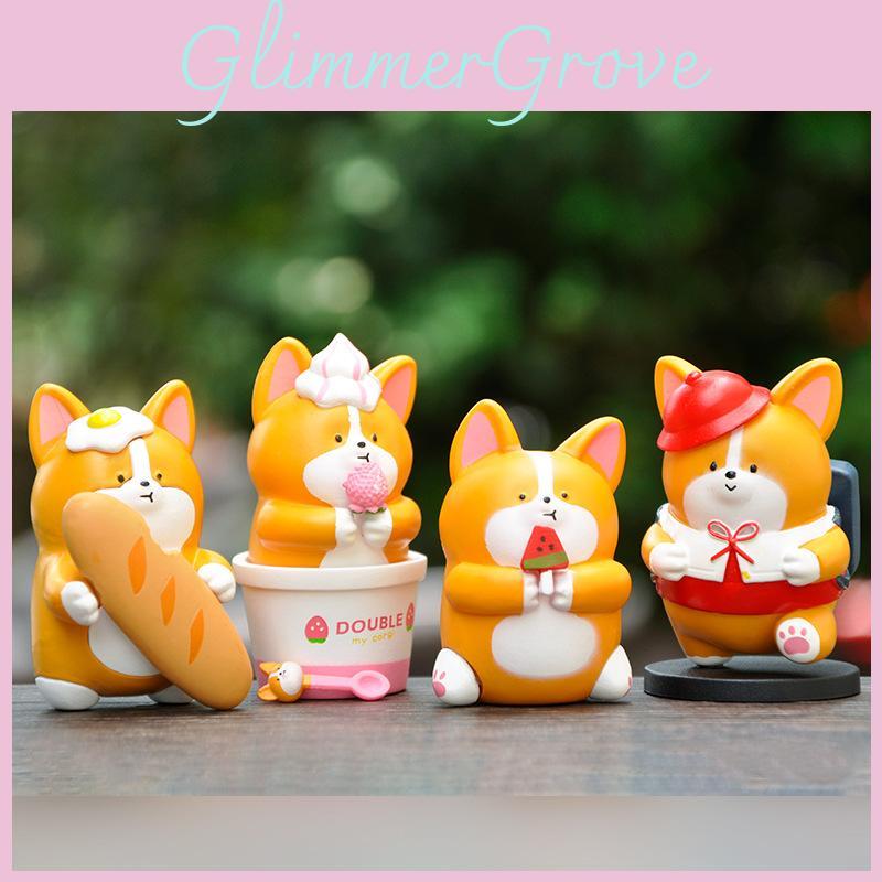 Cute Pvc Shiba Inu Corgi Figurine Adorable Desktop Decoration For Home And Car