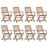 VidaXL Lot de 8 Chaises Pliables d'Extérieur avec Coussins, Sièges de Terrasse, Chaises de Salle à Manger, Meubles de Patio 3075101