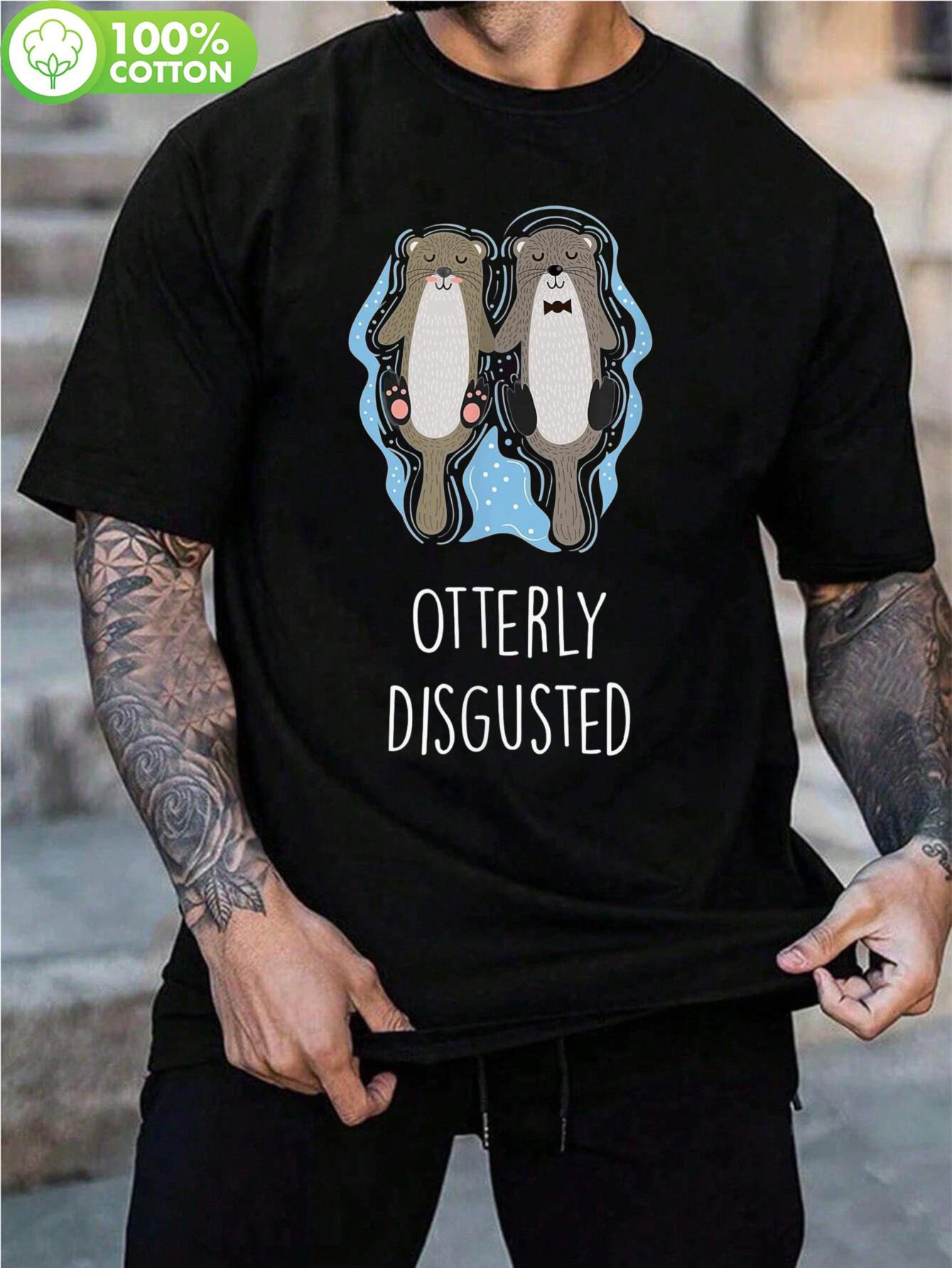 Funny Tshirt Funny Otterly Disgusted Graphic Black Tshirt... XXL