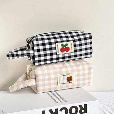 Nuovi astucci per ragazze Simpatico astuccio per penne da ricamo con scacchiera, portatile, ad alta capacità, per riporre articoli di cancelleria, materiale scolastico