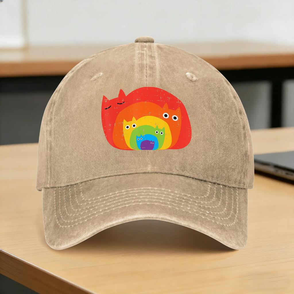 Gay Rainbow Cats in Cats LGBT Flag Pride Month Sun Baseball Cap Unisex Men Print Hip Hop Hats Summer Cool Sports Baseball Caps