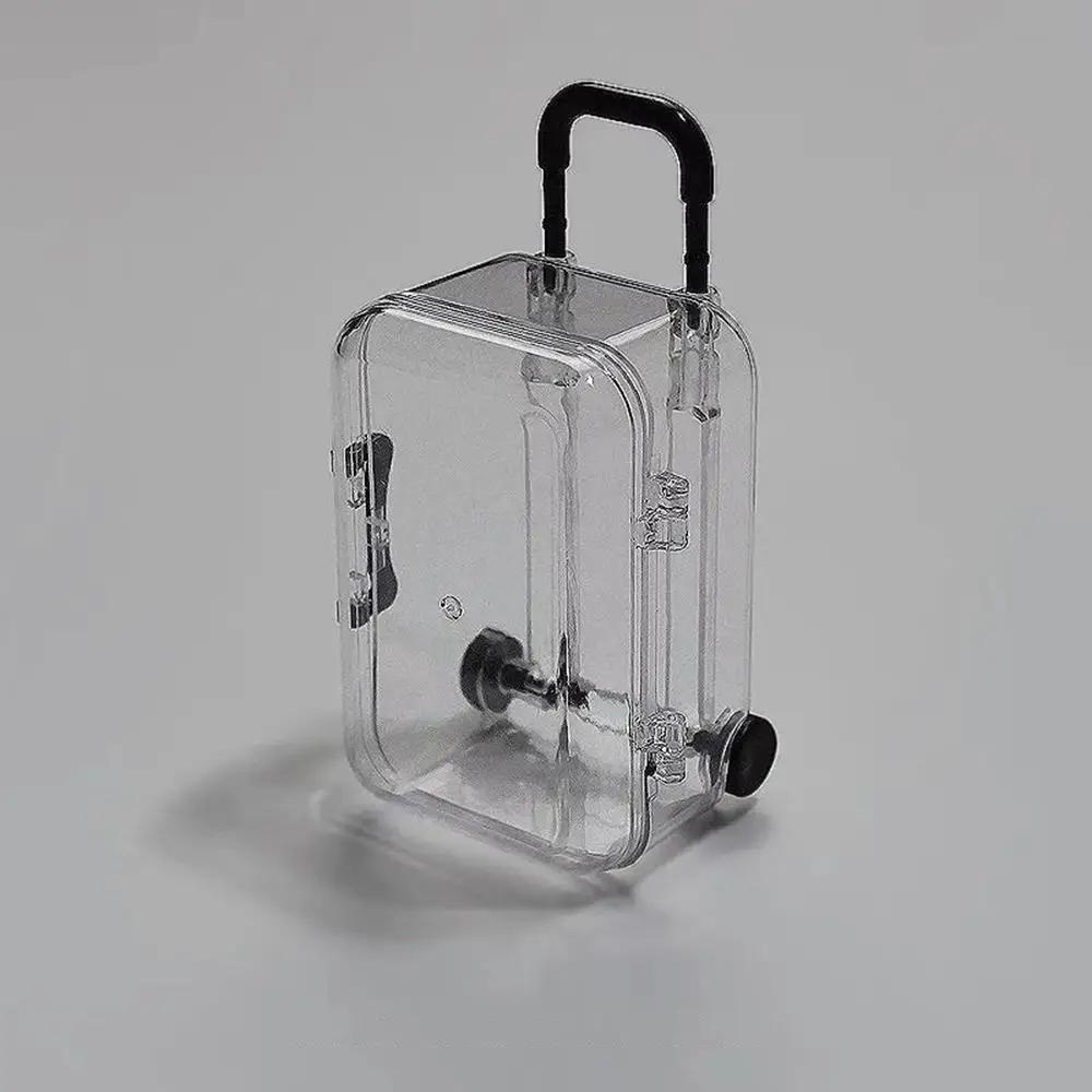 

Mini Luggage Jewelery Storage Box Cute Clear Trolley Suitcase Candy Box Creative Jewelry Display Case Wedding Gift Packaging Box