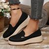 Autumn new cloth platform onepedal slope heel single shoes large size muffin woven loafers women