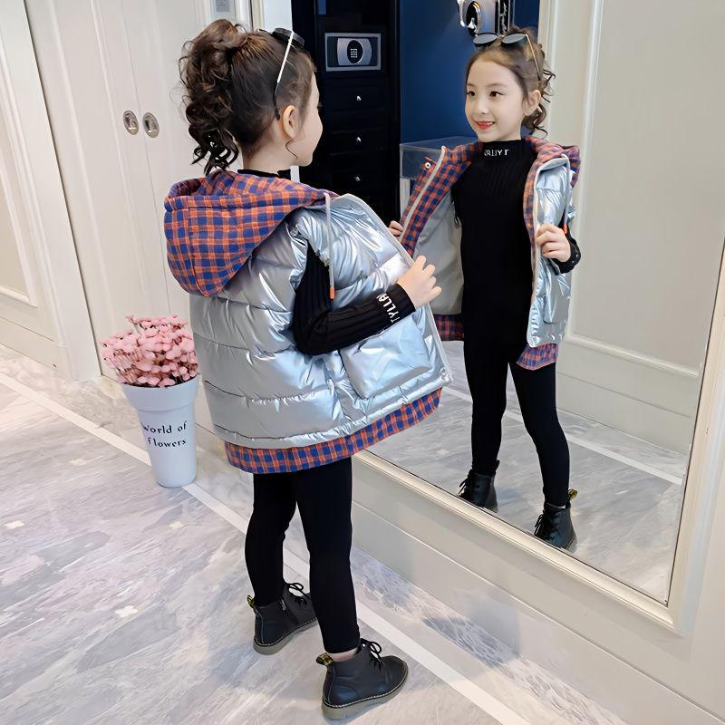 Girls' Fashionable Cotton Vest Jacket - 2025 Winter Style, Thickened Two-Piece Outerwear for Autumn and Winter
