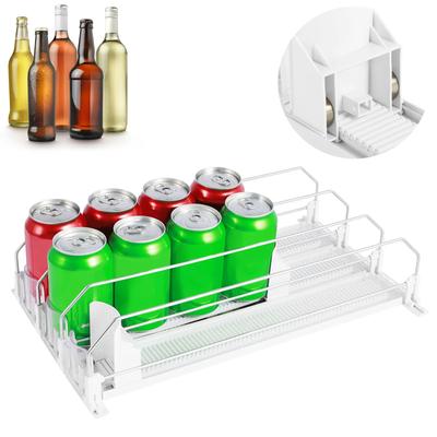 3 Rows Drinks Self-Sliding Fridge Storage Rack for Adjustable Soda Kola Can Dispenser Width Beer Egg Kitchen Organizer
