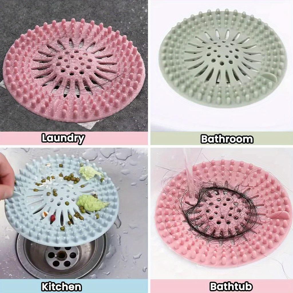 Drain Hair Catcher Silicone Bathroom Accessories Shower Drain Protector Sink Drain Strainer Hair Stopper for Shower Kitchen Bathroom Tub 0.8 Pack