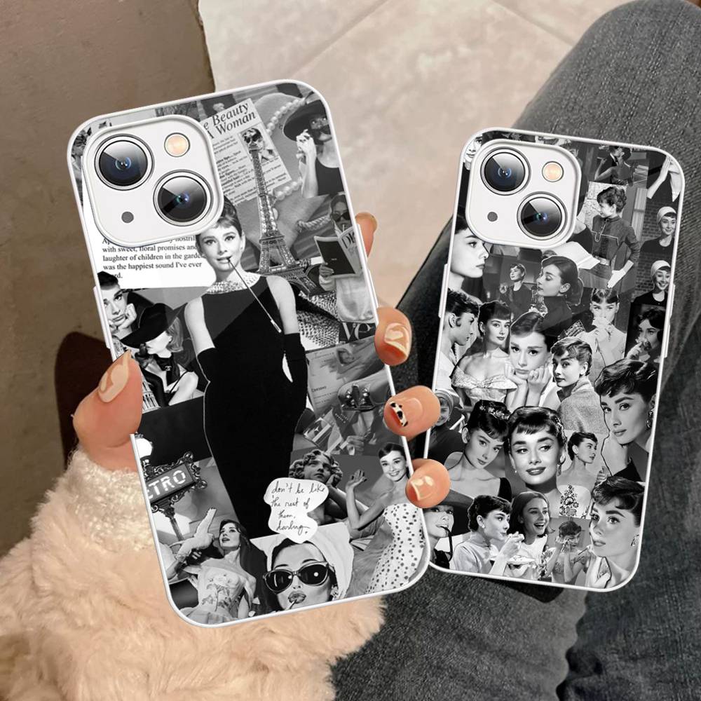 Actress A-Audrey H-Hepburn For IPhone 14 13 12 Mini 11 Pro XS Max X XR 14 Plus Tempered Glass Cover