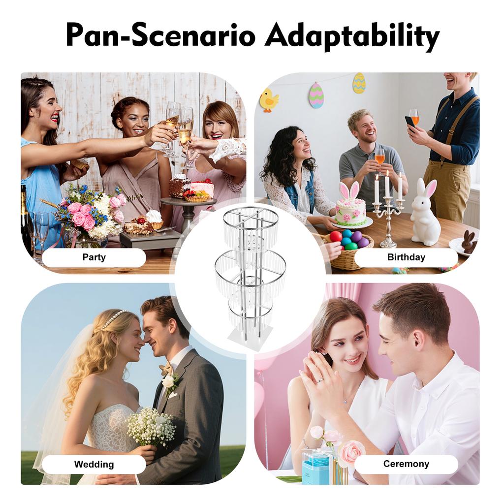 5 Tier Acrylic Flower Stand Wedding Centerpiece Tree, 43.3" Crystal Display Holder for Party Birthday Decor, Rustproof Iron Base