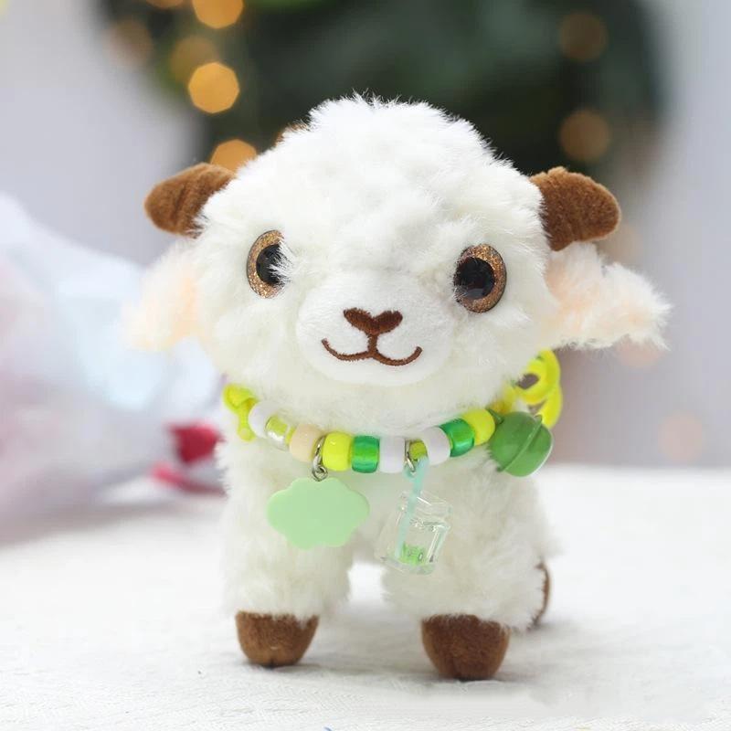 White Fluffy Sheep Stuffed Animal Soft Breathable Washable Fabric Adorable Big Eyes Great Gift for Kids Travel Companion