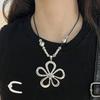Retro Vintage Hollow Flower Charm Statement Simple Leather Cord Women Necklace Boho Jewelry