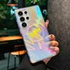 Luxury Aurora Gradient Feather Case for Samsung Galaxy S25 S26 Ultra S24 Plus S23 FE S25 Edge Magnetic Colorful Laser Cover