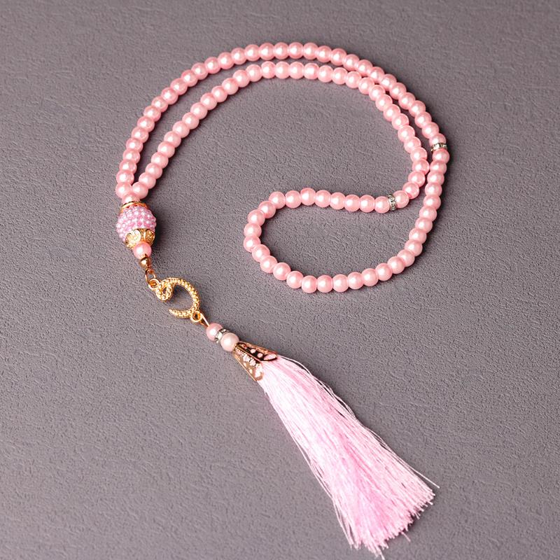 6Mm 99Pcs Glass Pearls Tassel Turkish Style Muslim Rosary Islamic Meditation Yoga Prayer Beads Necklace For Women Jewelry