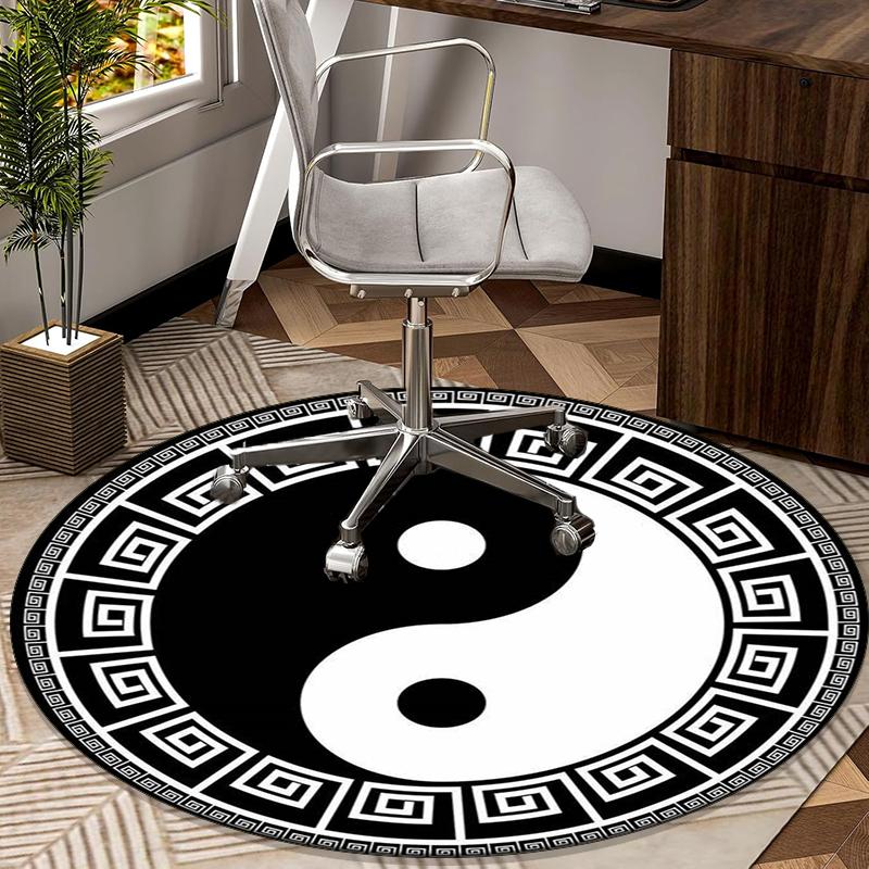 Yin-yang Mandala Design round carpet Chair cushion Round Entryway Rug, Soft Round Rugs for Living Room, Bedroom, Circle Carpet decor gifts
