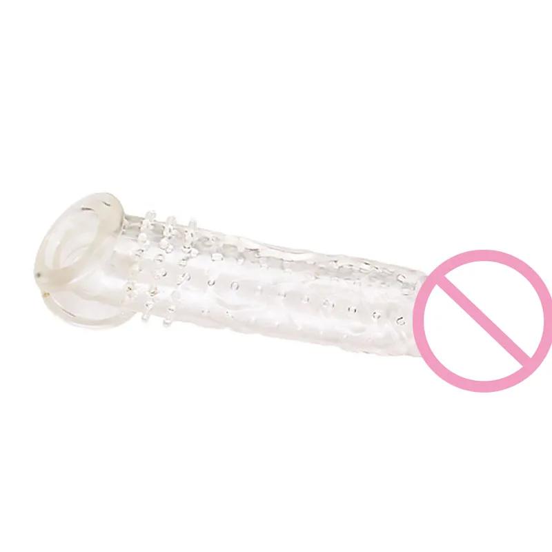 20cm Penis Enlargement Sleeve Thicken Penis Extender Reusable Condom  Delay Ejaculation Sex Toys for Men Adult Toys