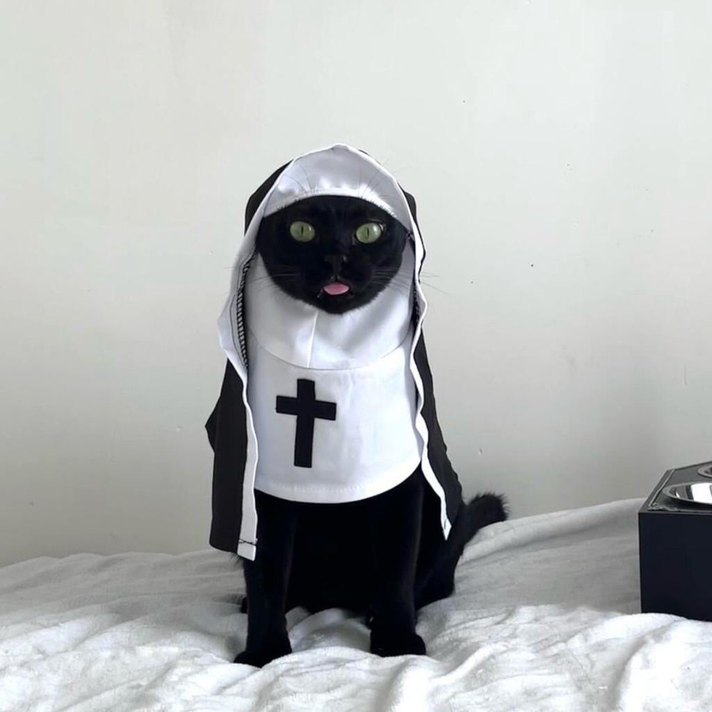 Nun costume, pet clothes, summer thin, breathable, funny cosplay photo props, small and medium-sized internet-famous styles