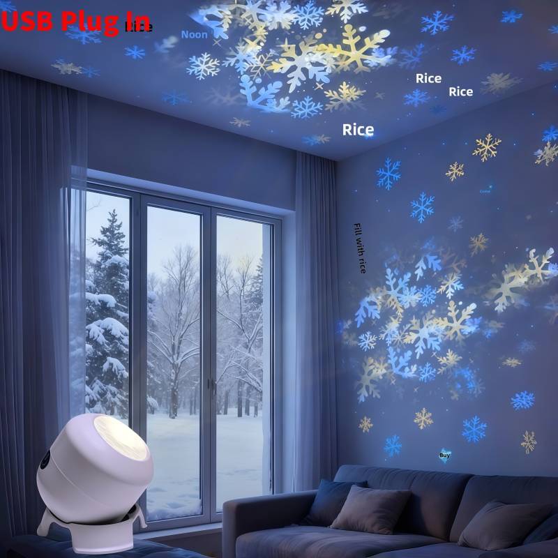 Ocean Snowflake Christmas Theme Led Rotation Projector Night Light For Childrens Sleep Room Decor