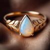 Korean Version of Simple and Gentle Wind Ring for Women, Water Drop Leaf Accessories, Daily French Imitation Opal Stacking Ring
