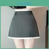 Classic Style Striped Irregular Mini Skirt With Zipper For Casual Office Wear
