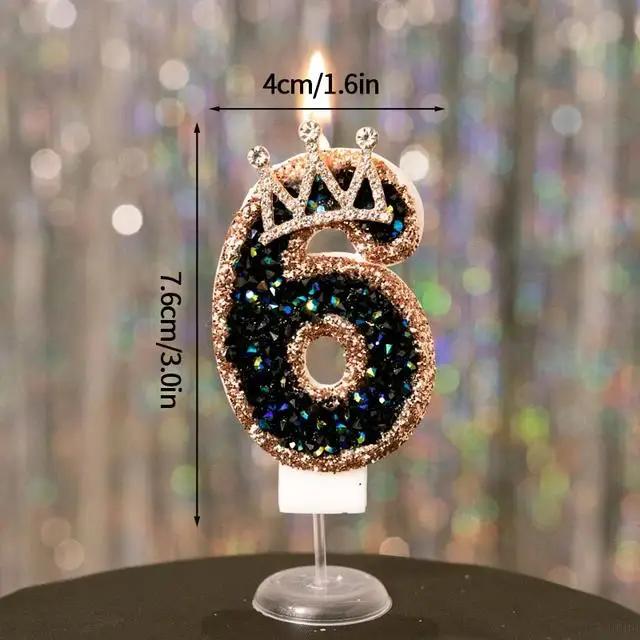 Glitzernde Schwarze Geburtstagskerzen 3D Zahlen 0-9 Kuchenaufsatz für Erwachsene Kinder 1. Geburtstagsparty Dekoration Zubehör DIY Backen