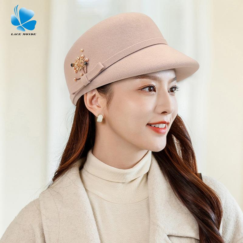Hat Women's Autumn and Winter Wool Cap British Casual Wool Felt Hat Versatile Fashion Foreign Style Show Face Little Beret