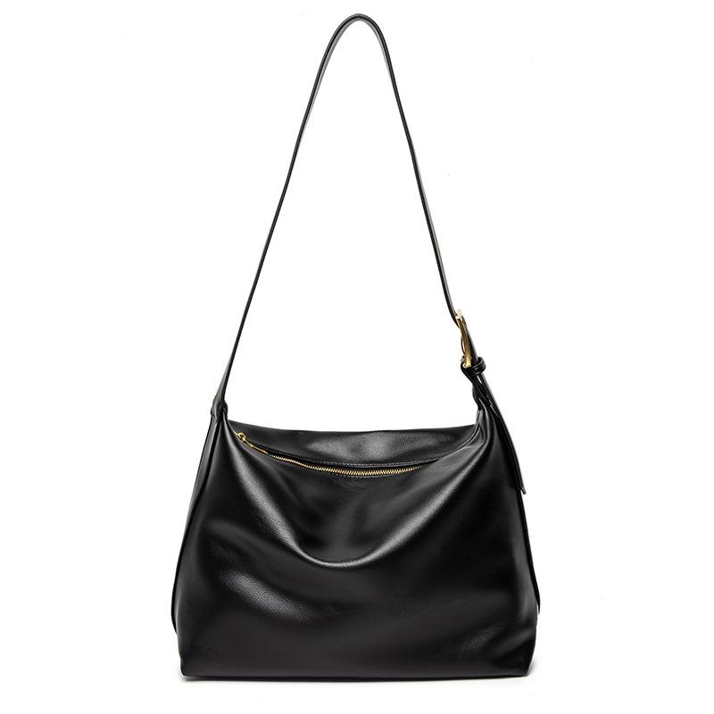 Soft minimalist style 2024 new tote bag, soft leather versatile bag, women s crossbody large bag, large capacity shoulder bag чёрный