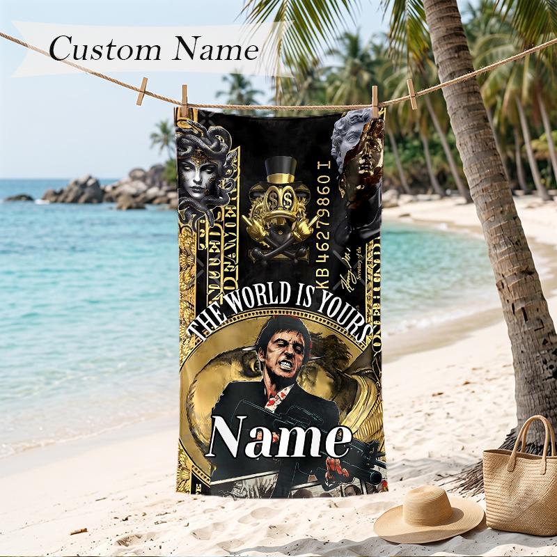 scarface Custom Name Printed Beach Towel Personalized Soft Towel For Swimming Beach Travel