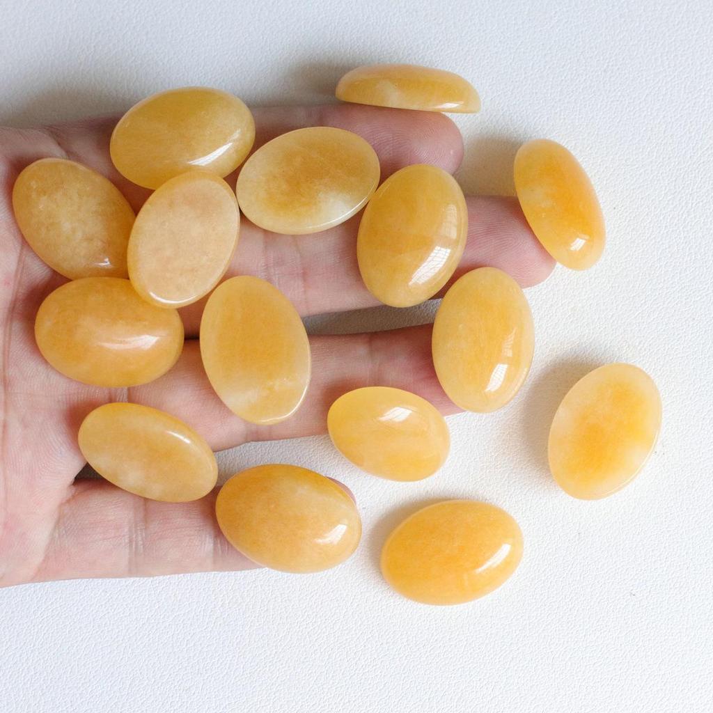 18x25mm Oval Yellow Topaz Agate Egg-Shaped Necklace Ring Jewelry Accessory