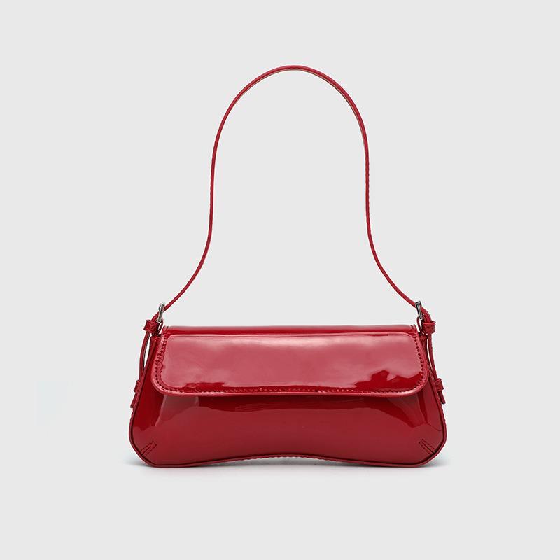 Home Flip Retro Red Underarm Bag Autumn New Product Stylish Simple Commuter Baguette Handheld Shoulder Bag
