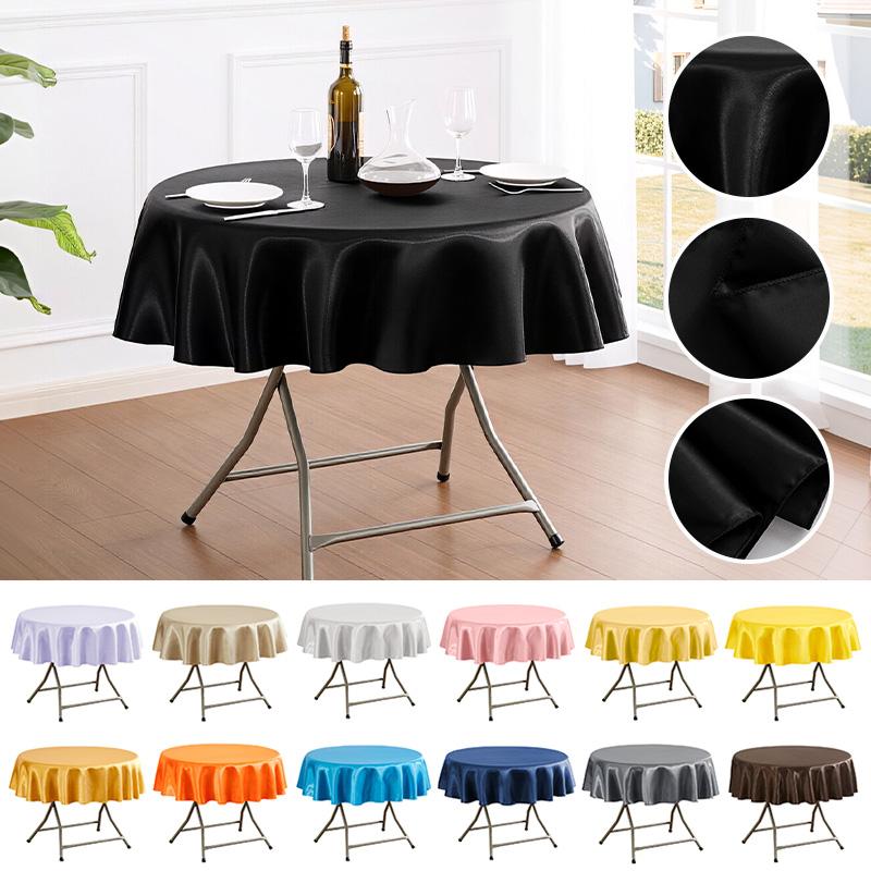 150/180/200cm Round Satin Tablecloth Bright Silk Tablecloth For Baby Shower Wedding Birthday Party Banquet Christmas Table Decor