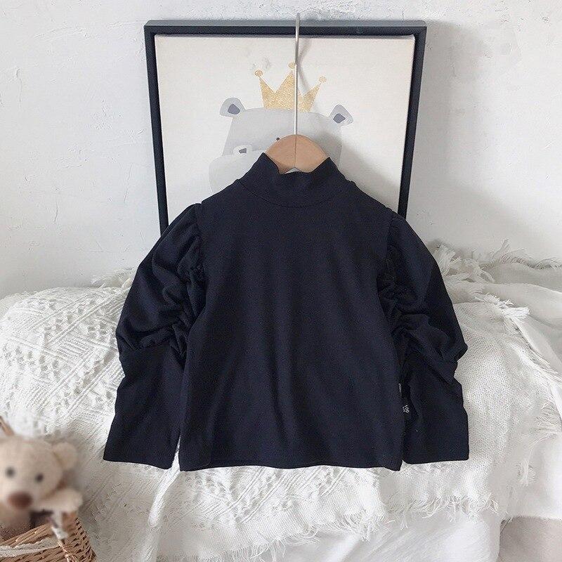 Dívčí top jednobarevná základní košile s vysokým výstřihem pro dívky 4-6 let pro volný čas