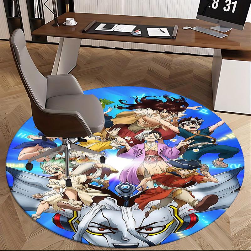 1pc Anime Design Round Carpet - Office Chair Mat, Non-Slip Rug for Anime Lovers (Festive Gift