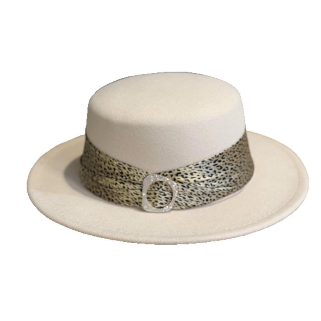 Hat Women's Autumn and Winter Rhinestone Flat Top Hat Woolen Felt Hat British Retro French Fashion Versatile Warm Hat Trend