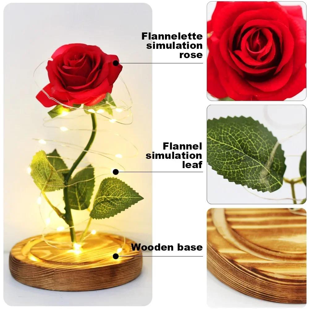 Beauty and Beast Artificial Flower Glass Cover Eternal Rose Birthday Gift Valentine's Day Gift