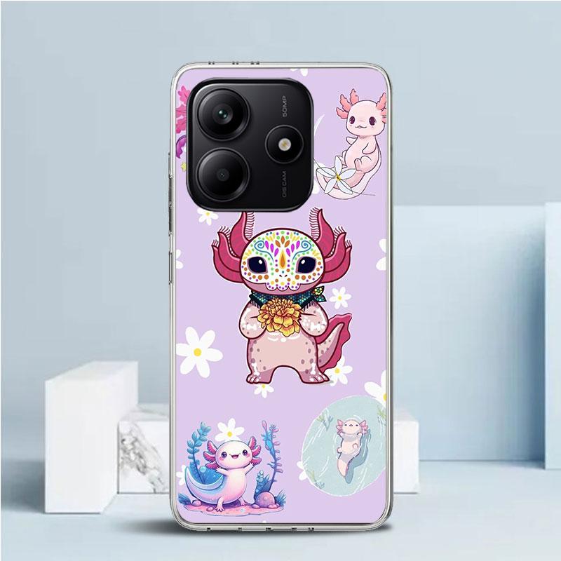 Cute Axolotl Kawaii Soft Cover for Xiaomi Redmi Note 15 14 13 12 Pro Plus Phone Case 14S 11S 11T 11E 10S 10 4G Pattern Shell Red