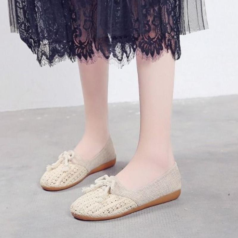 Summer New Arrival 2025 Flat Slip On Casual Linen Woman Footwear Sale Fashion Low Price Light Walking Breathable Shoes for Women