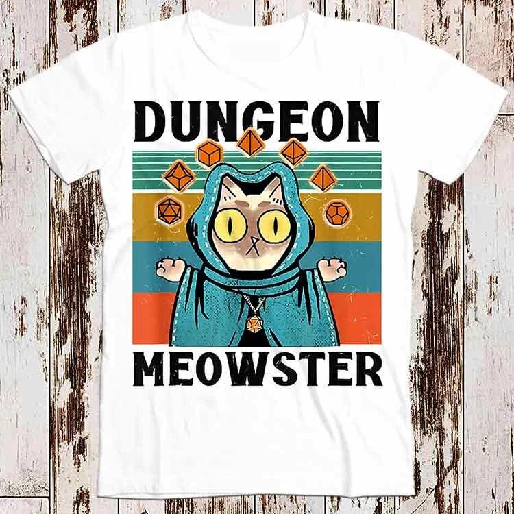 Dungeon Meowster Funny Nerdy Gamer Cat-D20 Dice RPG T Shirt 8519 XL