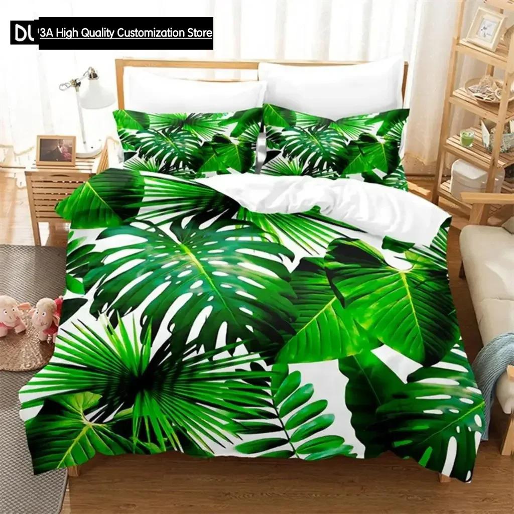 Comforter Green Leaves Queen Bedding Set Kids Bedding Digital Printing King Size