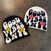 Halloween Pattern Letter Beanie Knitted Cap For Unisex Winter Fashion Hat Gift